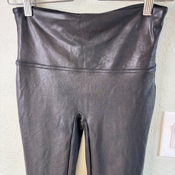 Spanx Faux Leather Leggings Black Size L Shaping High Rise Baddie Athleisure - Picture 3 of 6